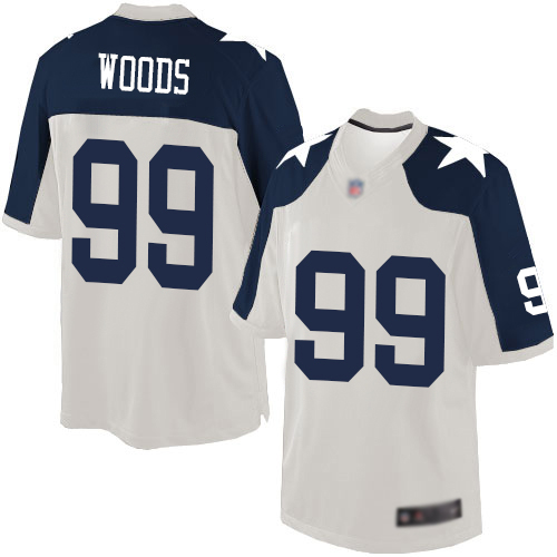 Men Dallas Cowboys Limited White Antwaun Woods Alternate #99 Throwback NFL Jersey